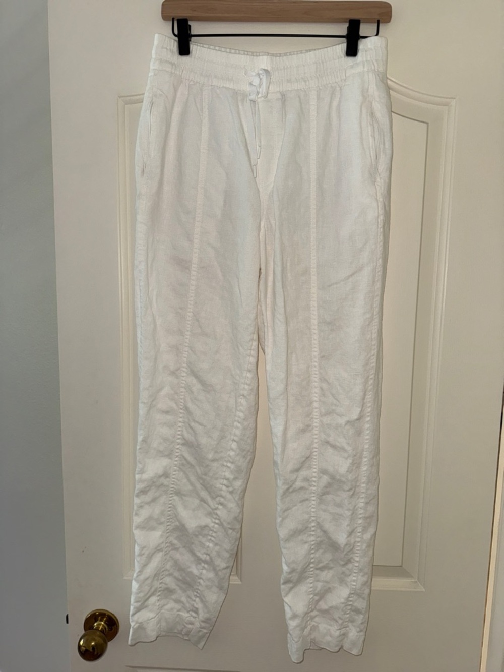 Athleta White Linen Drawstring Pants